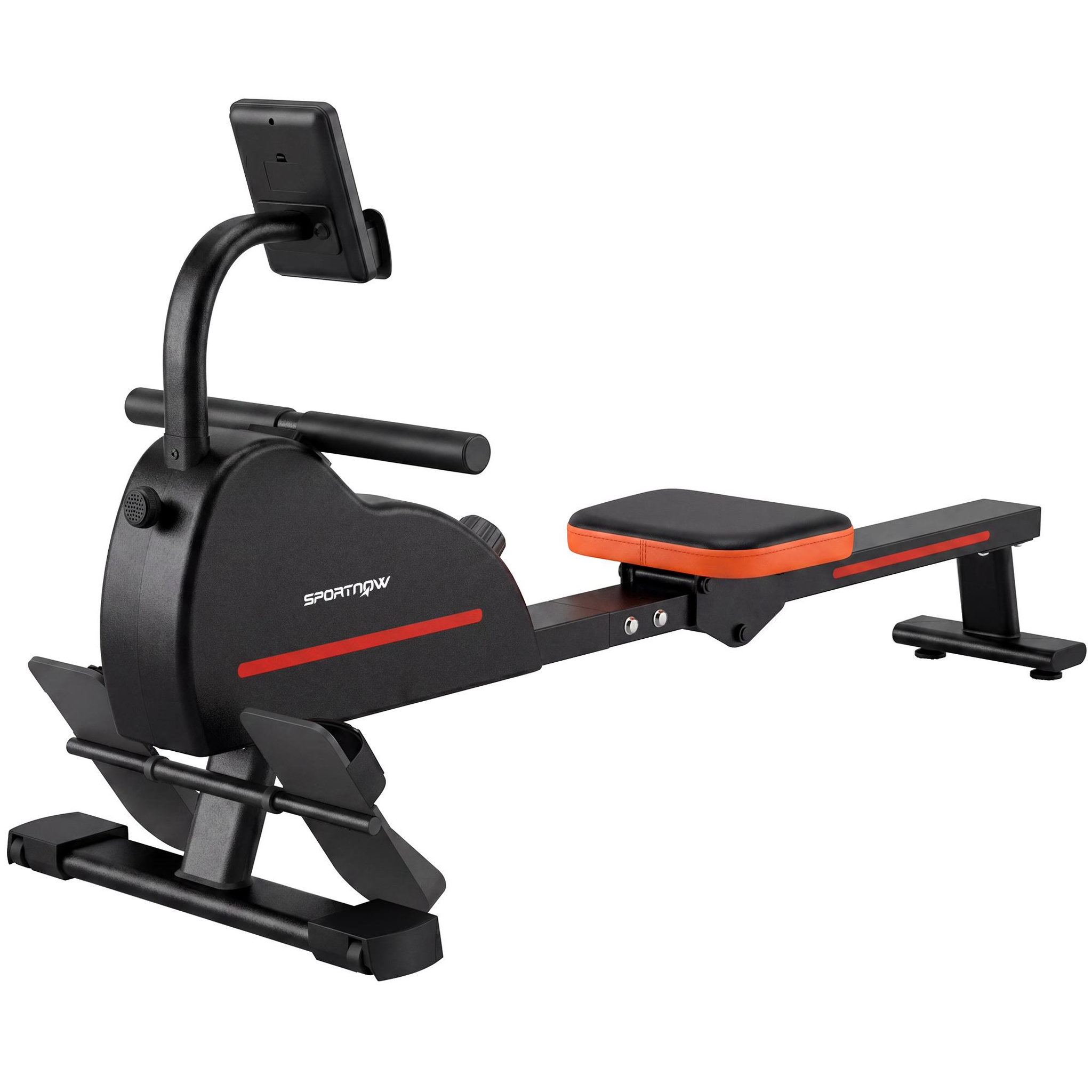HOMCOM Rameur magnétique bluetooth connecté kinomap & zwift écran lcd noir rouge