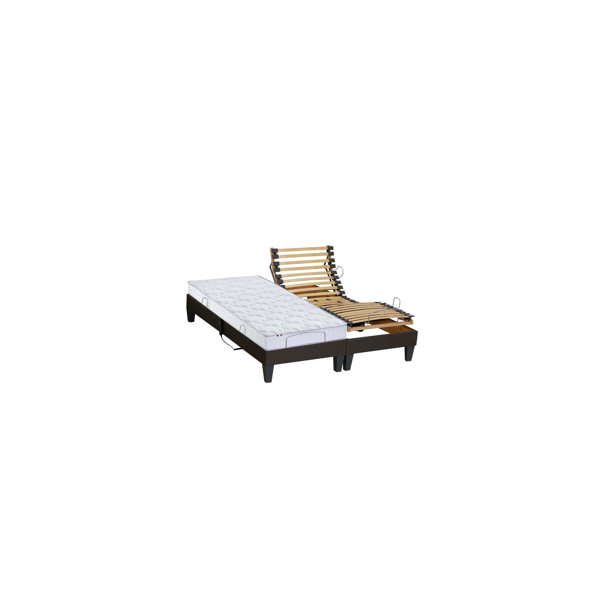 Voir la diapositive 2 : IDLITERIE Ensemble lit électrique relaxation réglage fermeté lombaire - Matelas 100% latex 5 zones 18 cm