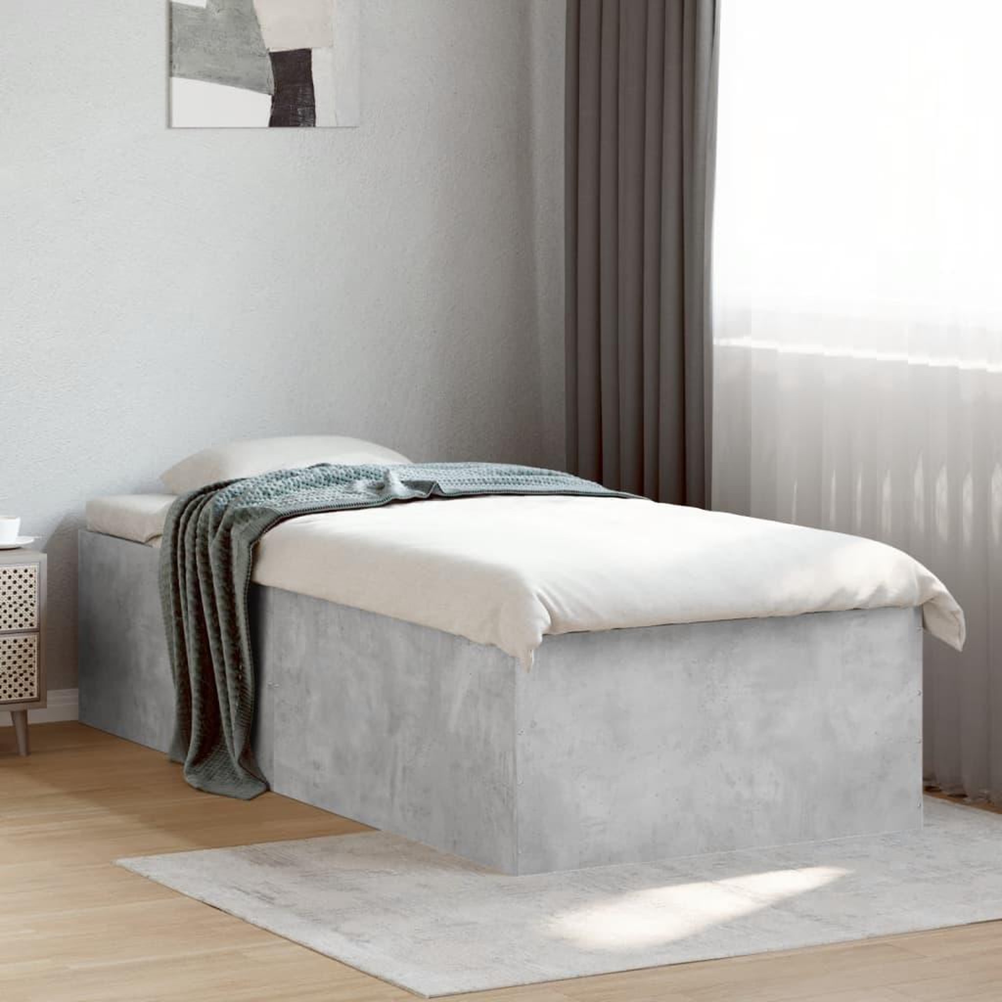 VIDAXL Cadre de lit sans matelas gris beton 75x190 cm