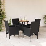 VIDAXL Ensemble a manger de jardin et coussins 5 pcs noir rotin acacia