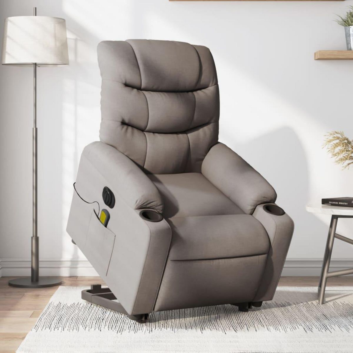 VIDAXL Fauteuil inclinable de massage electrique Taupe Tissu