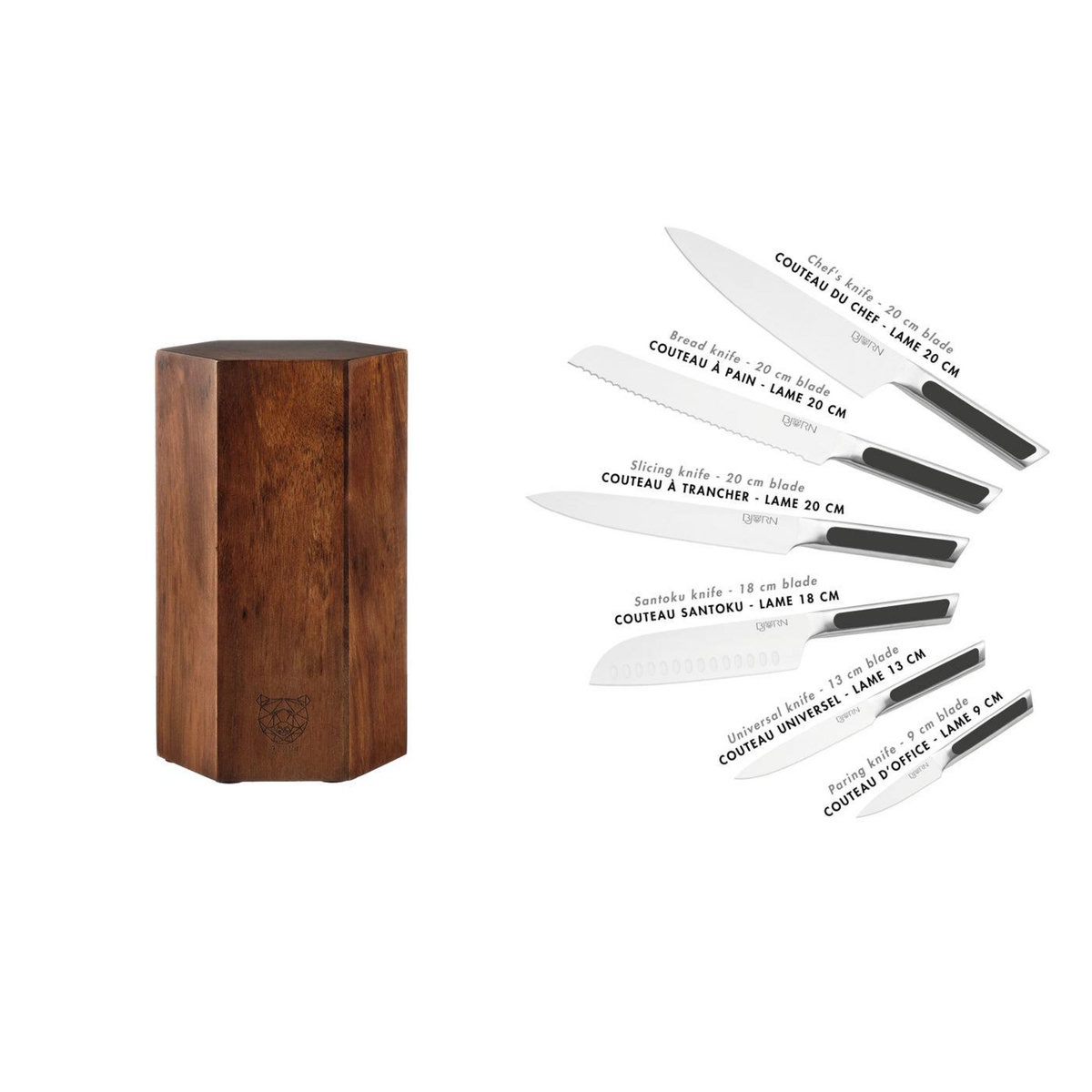 BJORN Bloc couteaux de cuisine LOKI IMATRA - 7 pièces
