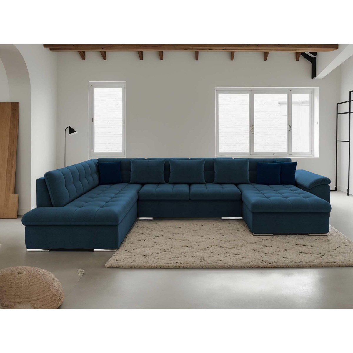 BEST MOBILIER Chuck - canapé panoramique xxl - convertible avec coffre - 7 places - gauche