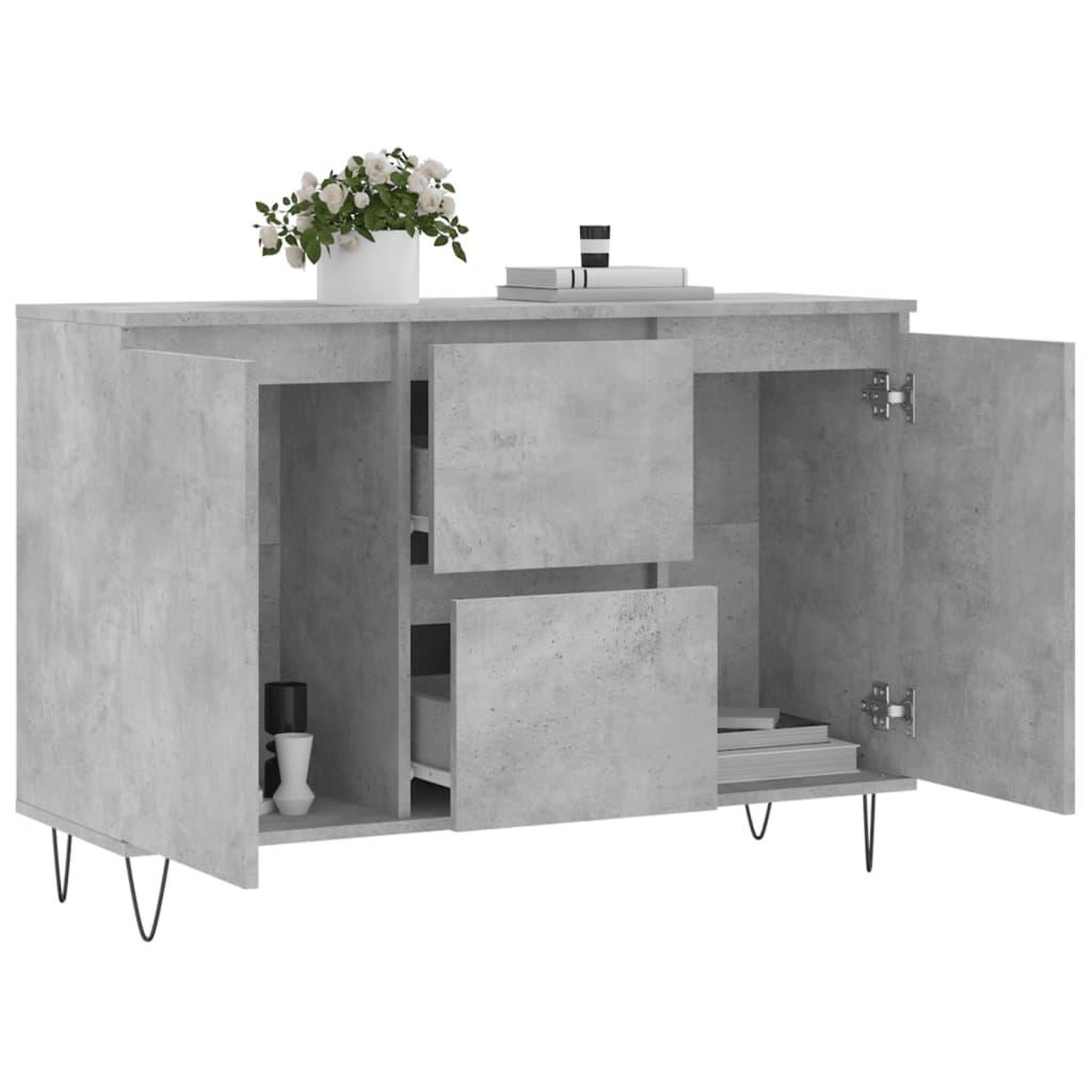 Voir la diapositive 4 : VIDAXL Buffet gris beton 104x35x70 cm bois d'ingenierie