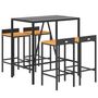Voir la diapositive 3 : VIDAXL Ensemble de bar jardin 5 pcs noir poly rotin/bois massif acacia