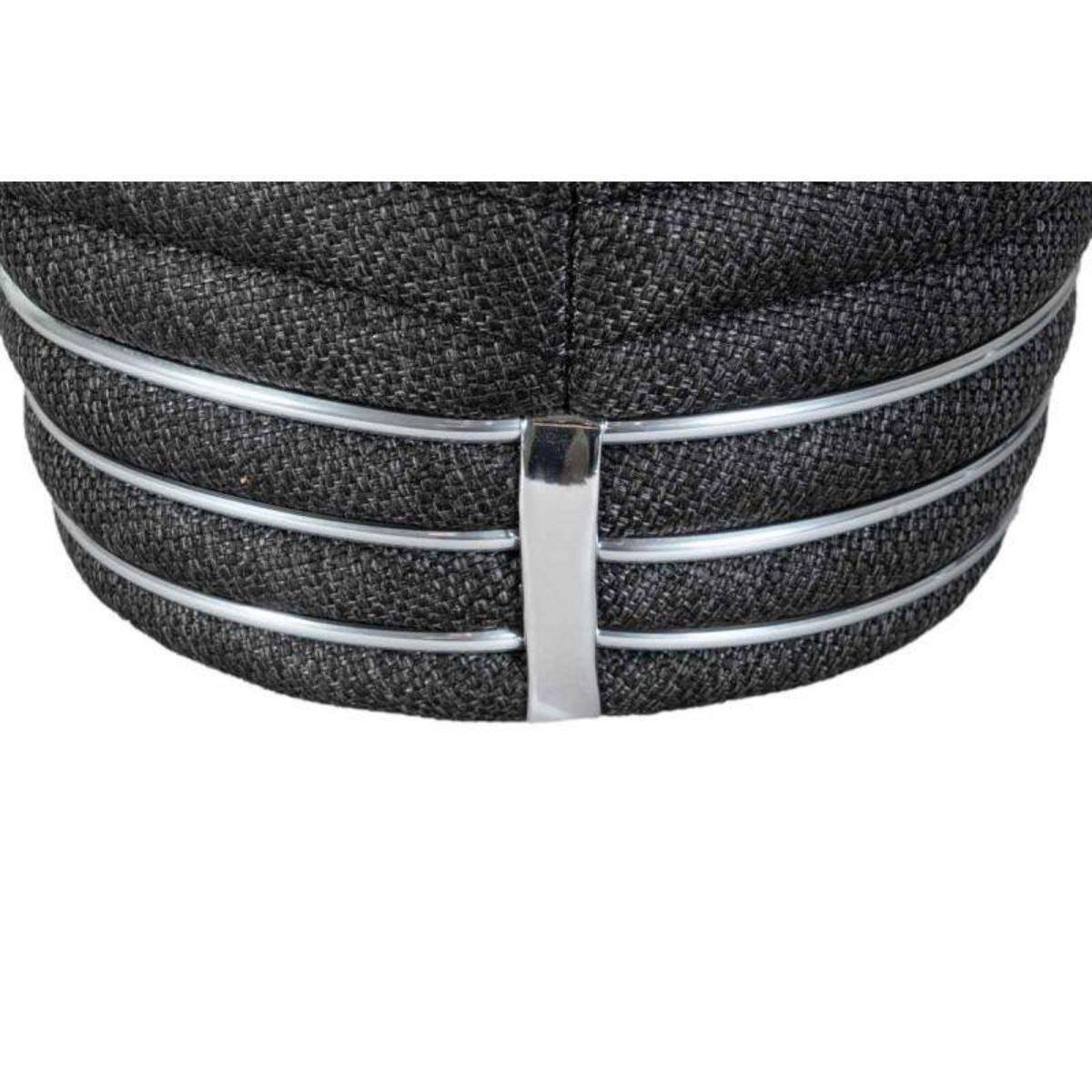 Paris Prix Tabouret en Tissu  Doric  50cm Anthracite & Argent