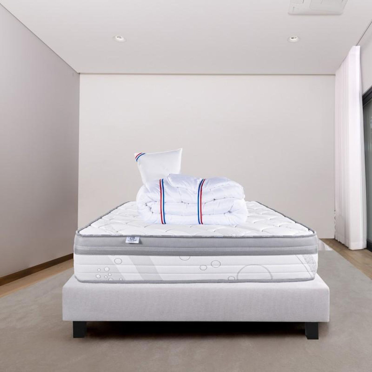 LUXURY LITERIE Ensemble literie mousse, ViscoPlus Ferme, Gris