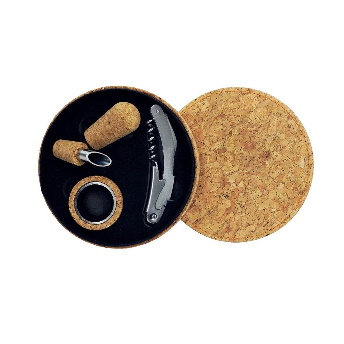 Fackelmann Coffret cadeau d'accessoires pour bouteille de vin 3 pièces avec boite en liège Fackelmann Gift