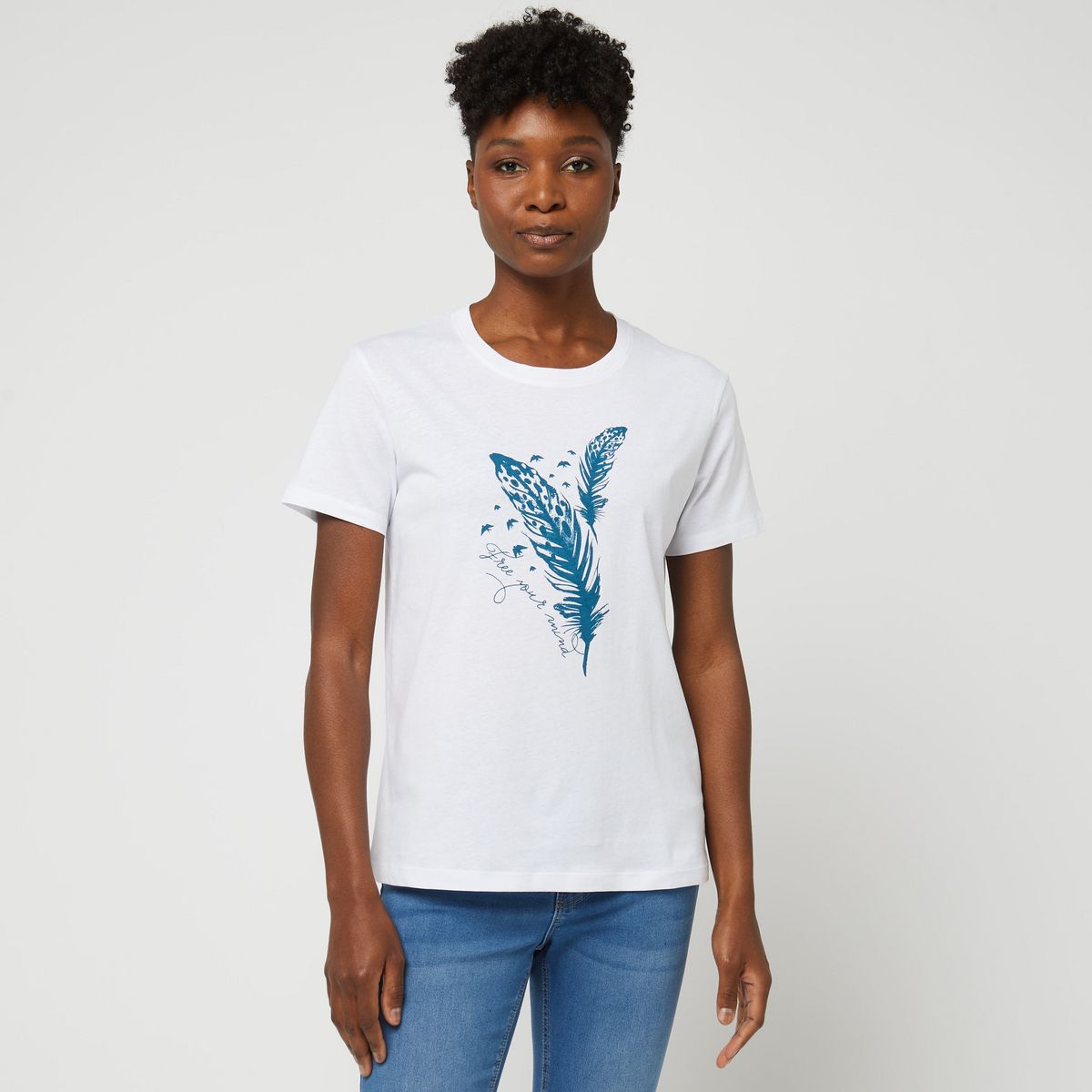 INEXTENSO T-shirt manche courte blanc fantaisie femme