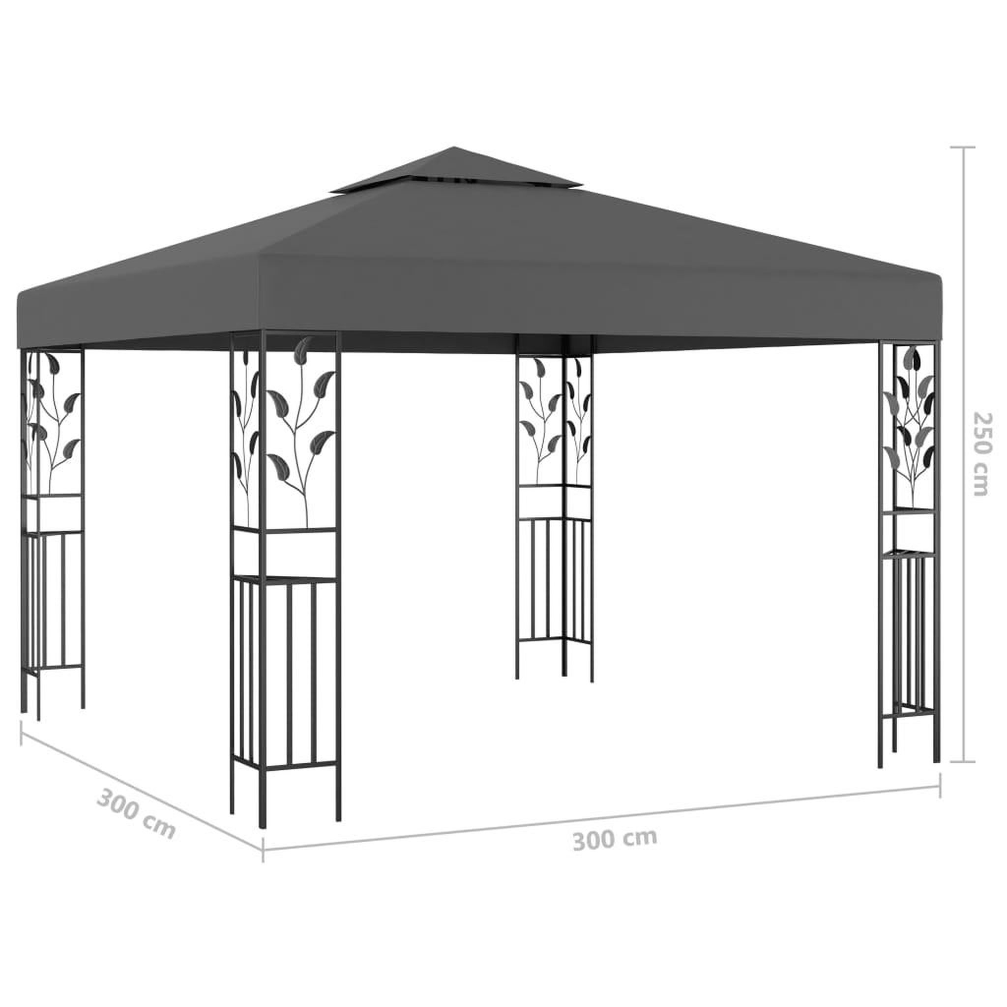 Voir la diapositive 6 : VIDAXL Tonnelle avec guirlande lumineuse a LED 3x3 m Anthracite