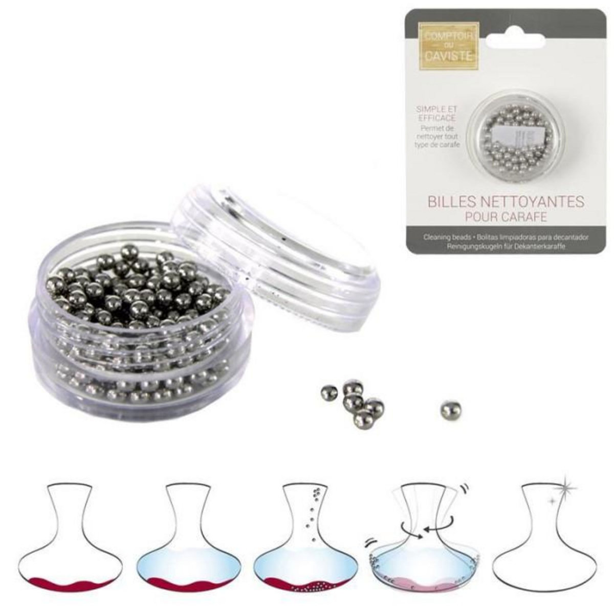 Paris Prix Billes Nettoyantes  Carafe à Décanter  4cm Argent