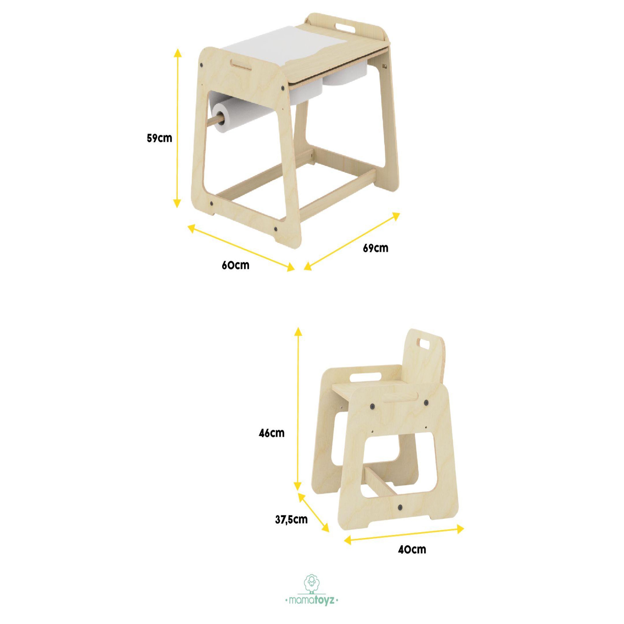 Voir la diapositive 3 : MAMATOYZ Bureau en bois avec chaise pour enfant MyTable