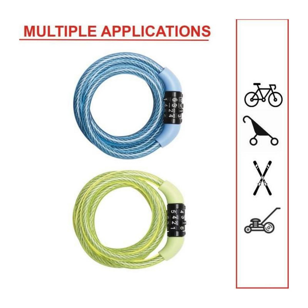 Master lock Cable Antivol Vélo [1,2 m Câble] [Combinaison] [Extérieur] [Couleur Aléatoire] 8143EURDPROCOL