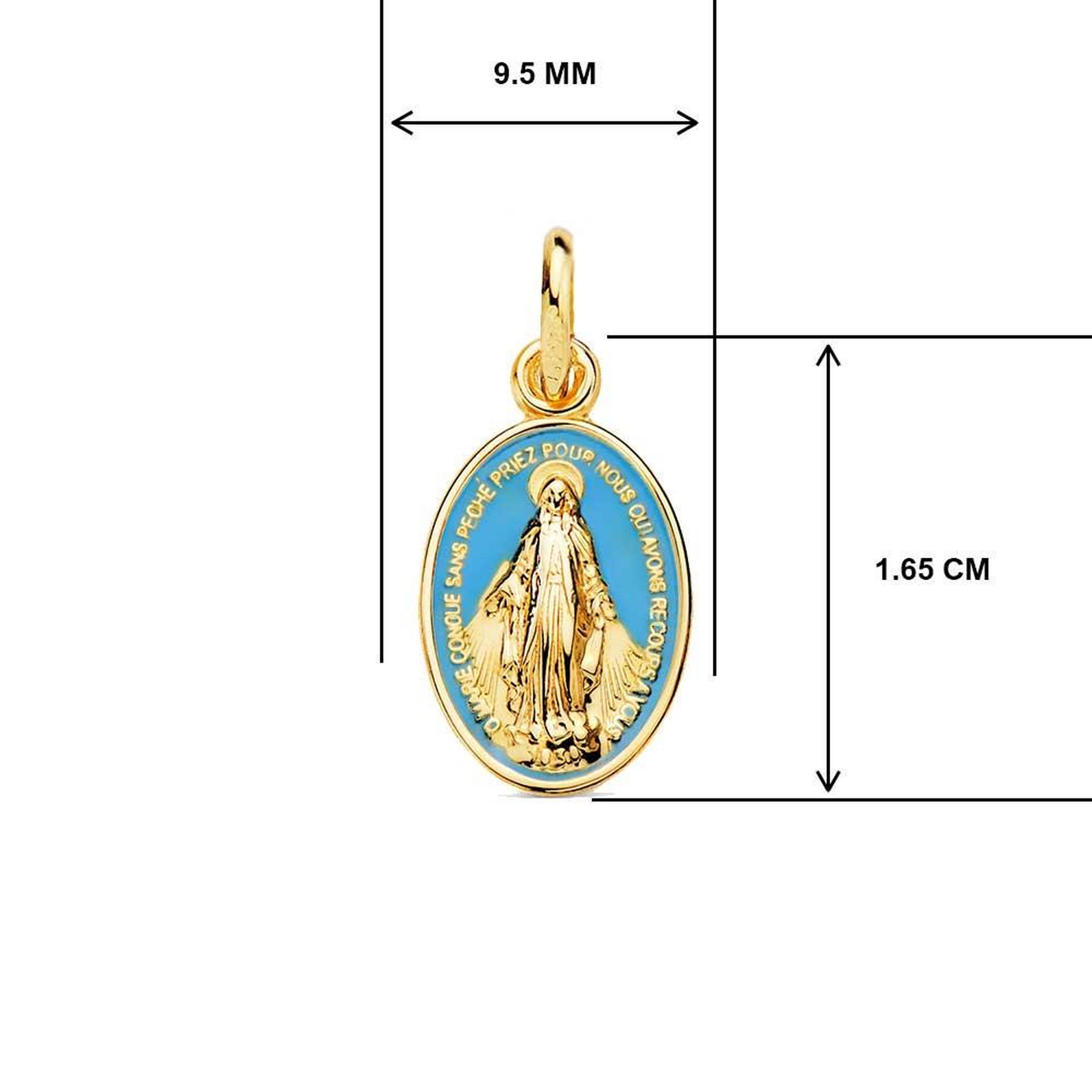 Voir la diapositive 3 : L'ATELIER D'AZUR Médaille Vierge Miraculeuse Or Jaune 18 Carats 750 et Email Bleu - Chaîne Dorée