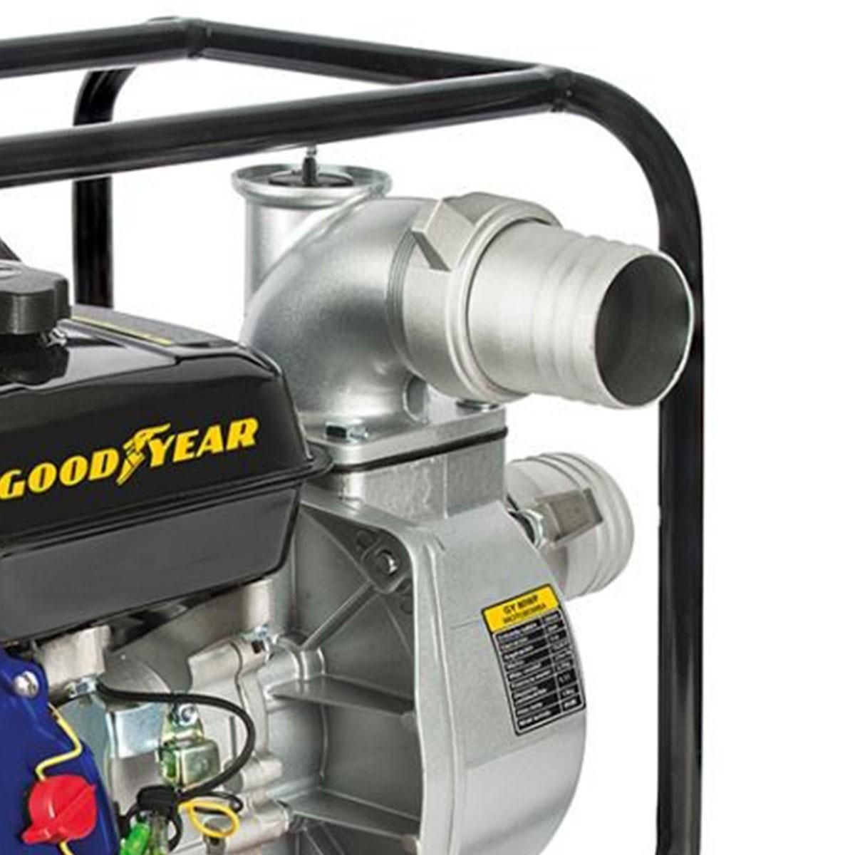 GOODYEAR Pompe à eau Motopompe thermique 54m3/h Moteur Essence 4T OHV 6.5CV 196Cm3 Raccords 75mm Inondations Caves Piscines GOODYEAR