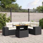 VIDAXL Salon de jardin 6 pcs avec coussins noir resine tressee
