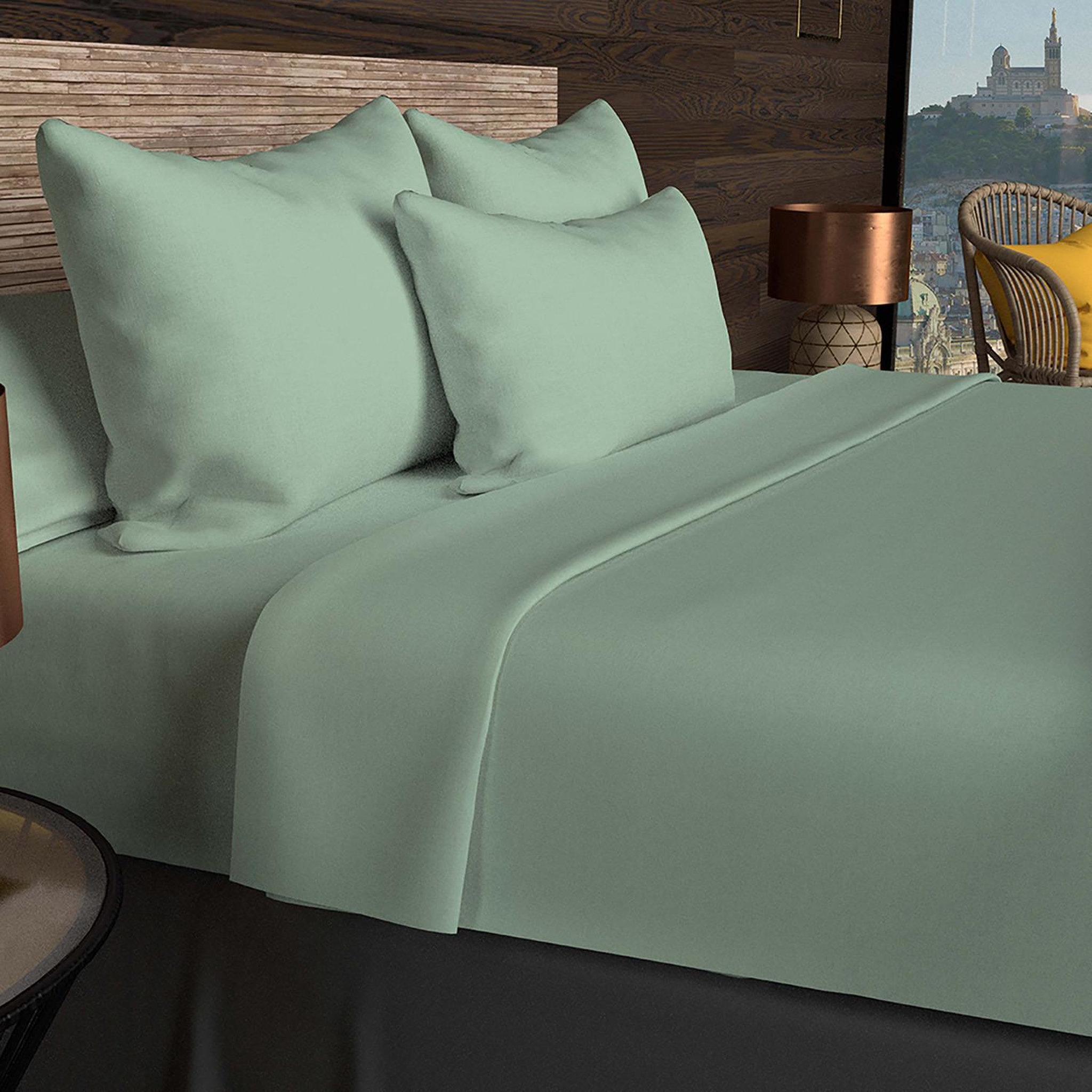 Voir la diapositive 3 : SOLEIL D'OCRE Drap plat en coton 57 fils UNI, par Soleil d'ocre