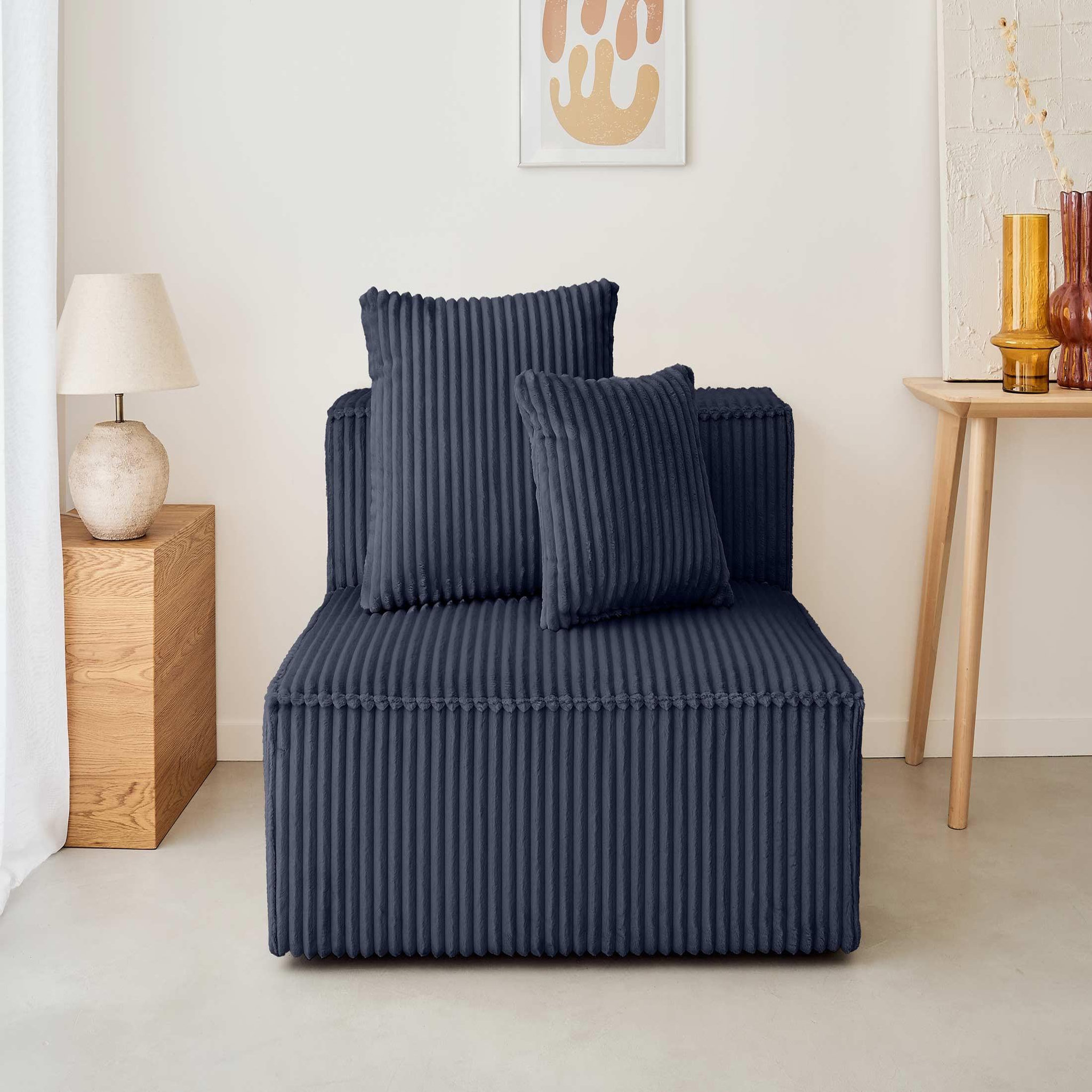 Voir la diapositive 2 : LISA DESIGN Colombine - module d'assise - en velours côtelé grosses côtes