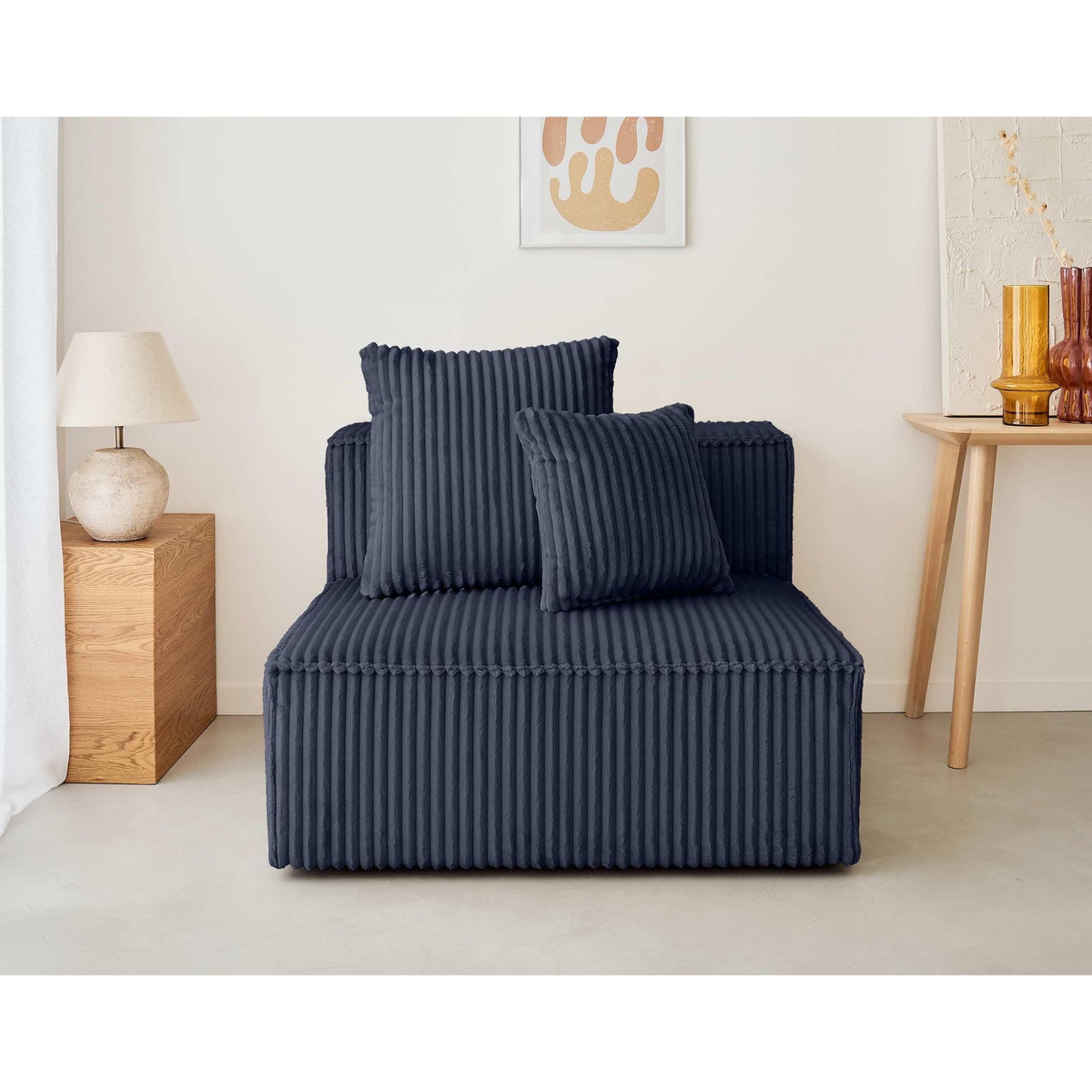 LISA DESIGN Colombine - module d'assise - en velours côtelé grosses côtes