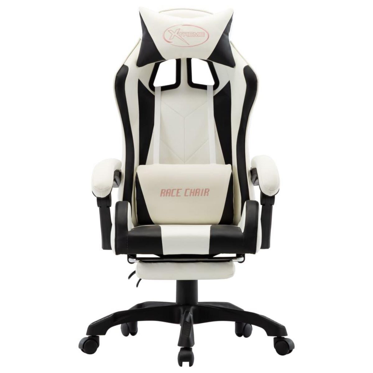 VIDAXL Fauteuil de jeux video et repose-pied Noir et blanc Similicuir