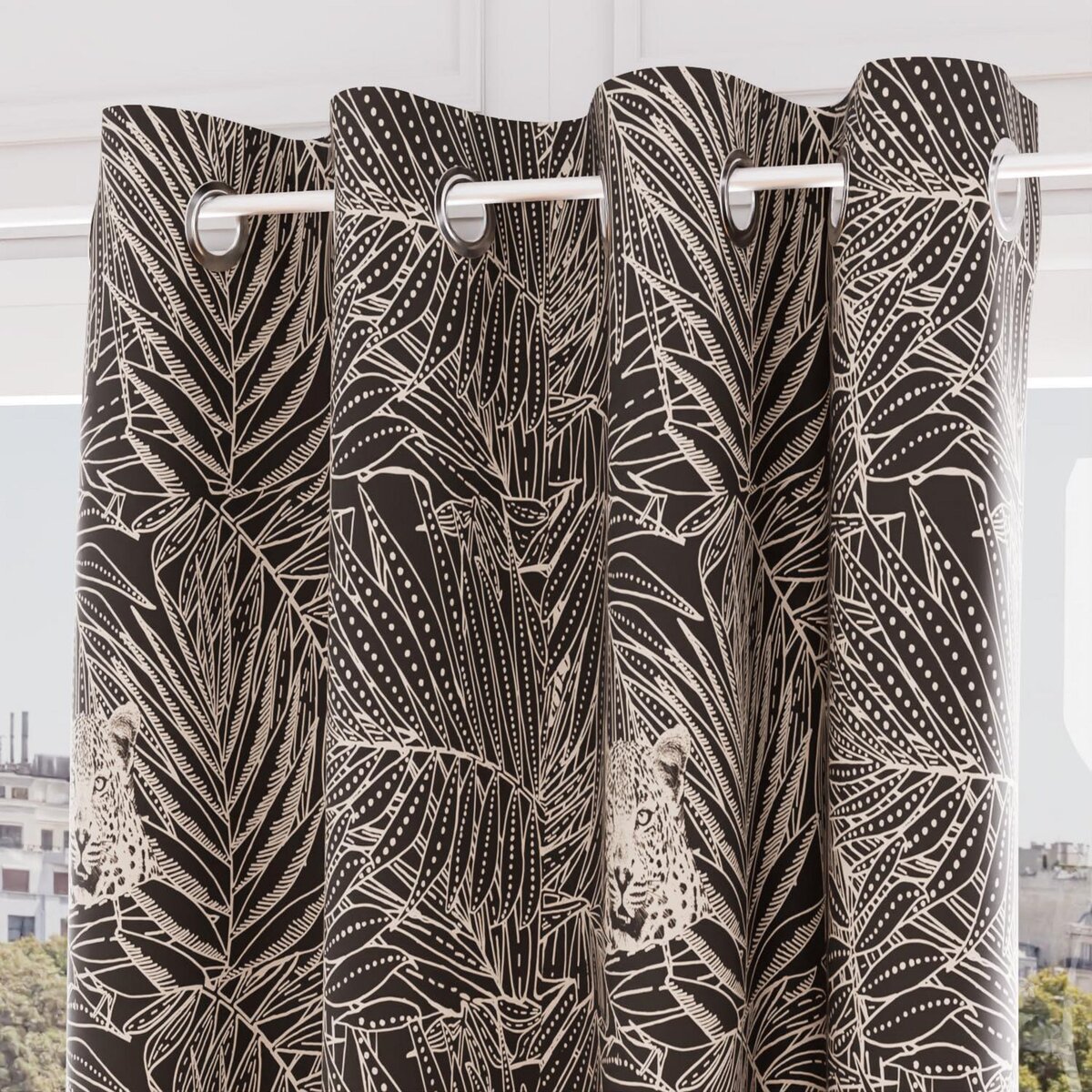 SOLEIL D'OCRE Rideau à oeillets pur coton 135x250 cm SAFARI, par Soleil d'Ocre
