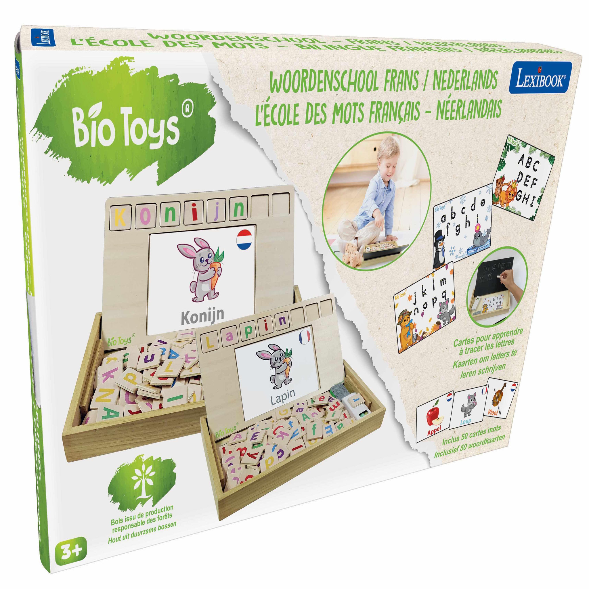 Voir la diapositive 4 : Lexibook Bio Toys L'École des Mots bilingue Français - Néerlandais – Jeu en Bois