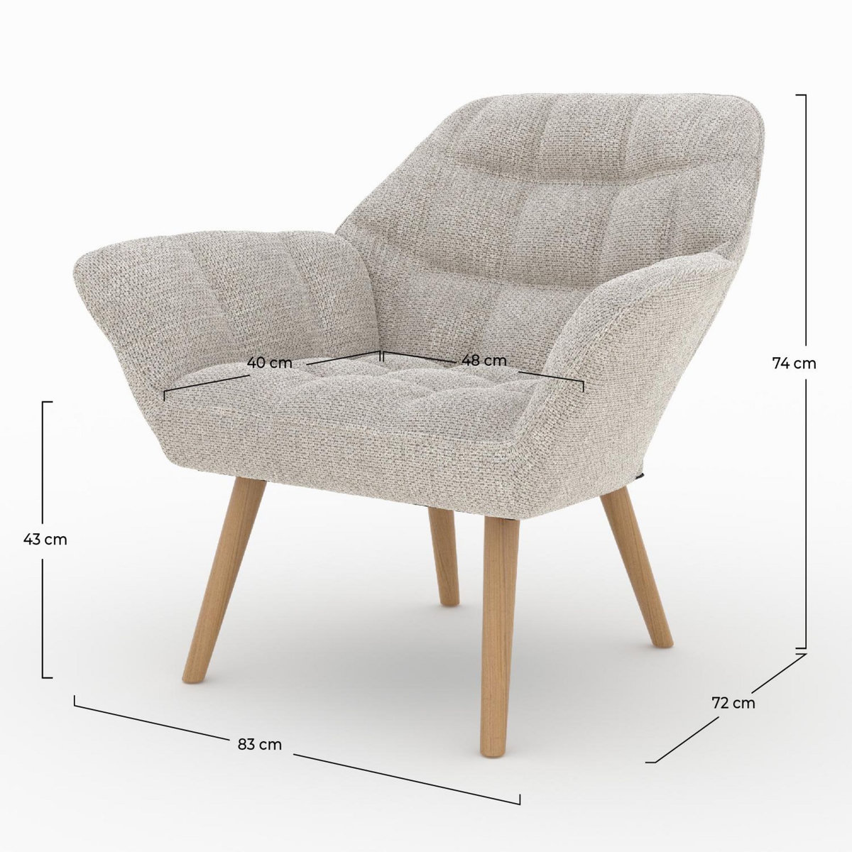 Rendez vous déco Fauteuil en tissu gris clair - Simba