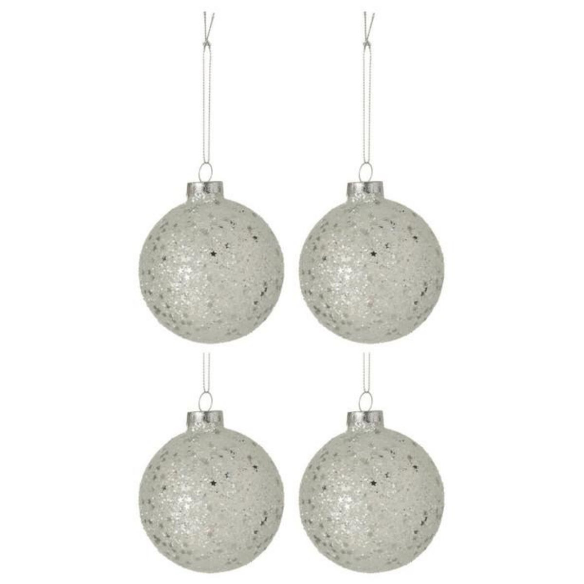 Paris Prix Lot de 4 Boules de Noël  Étoiles  10cm Argent
