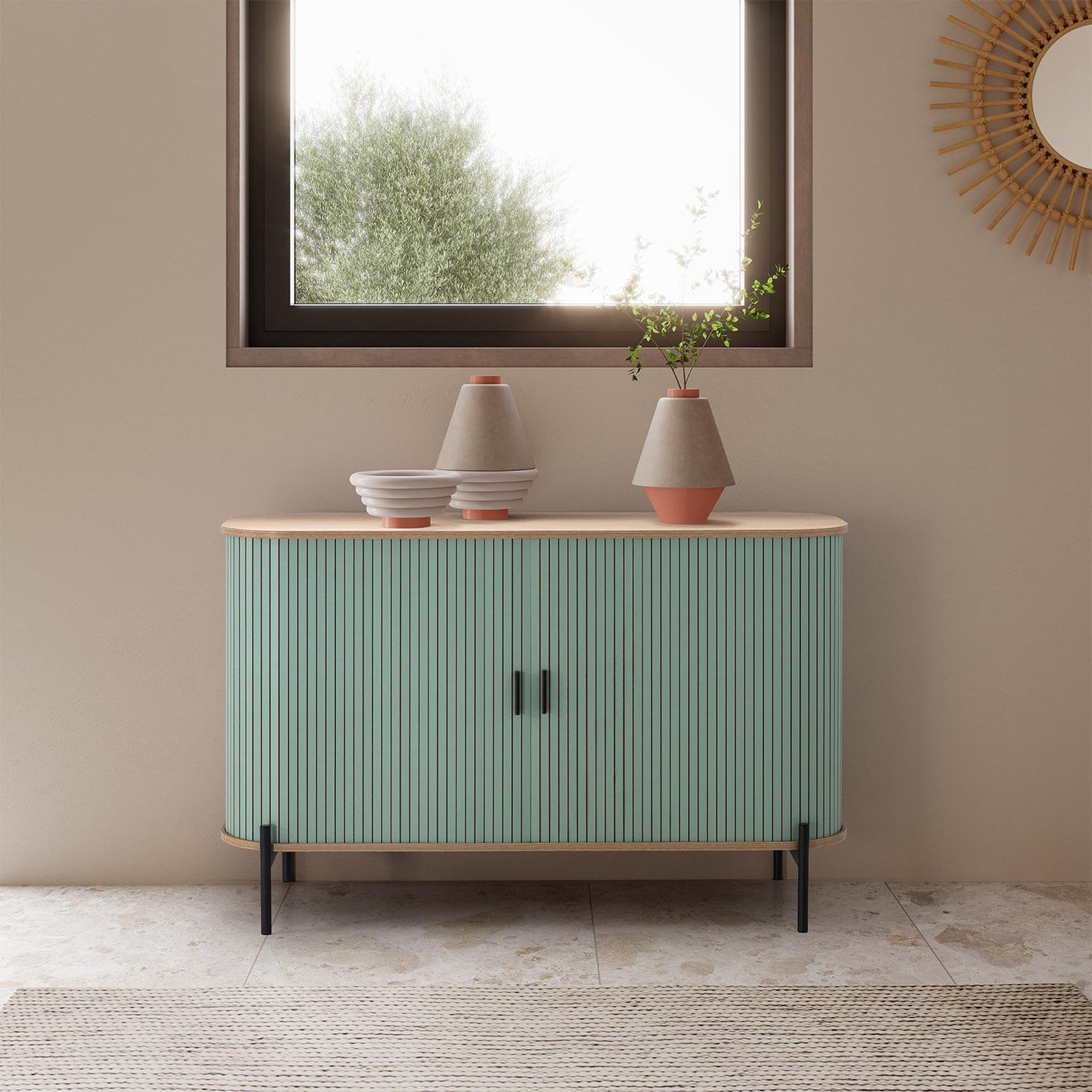 Voir la diapositive 2 : VS VENTA-STOCK Buffet Mónaco 2 portes couleur Bleu