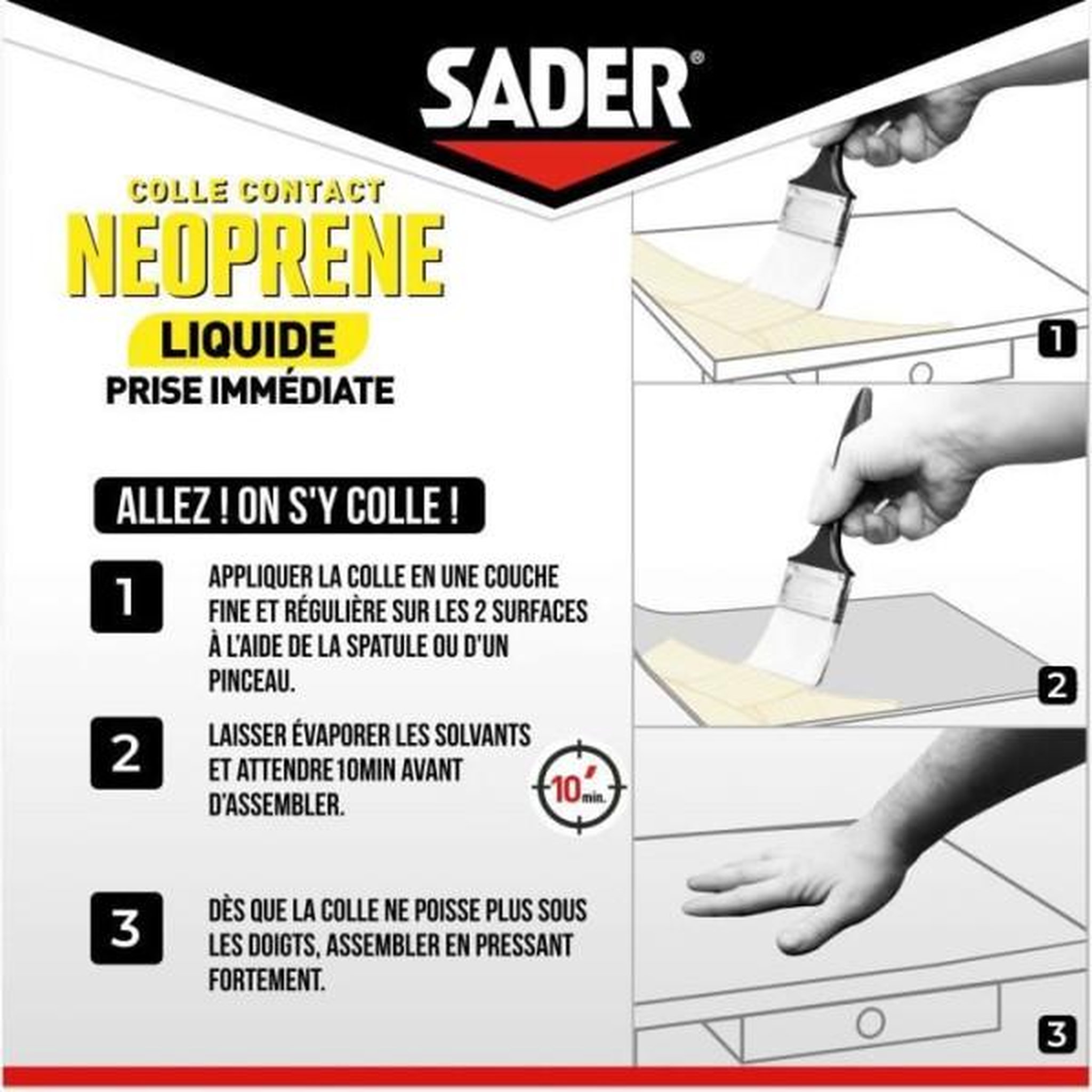 Voir la diapositive 4 : Sader Colle contact néoprene liquide extra forte - SADER - Tous matériaux - Prise immédiate - Boîte 250 ml