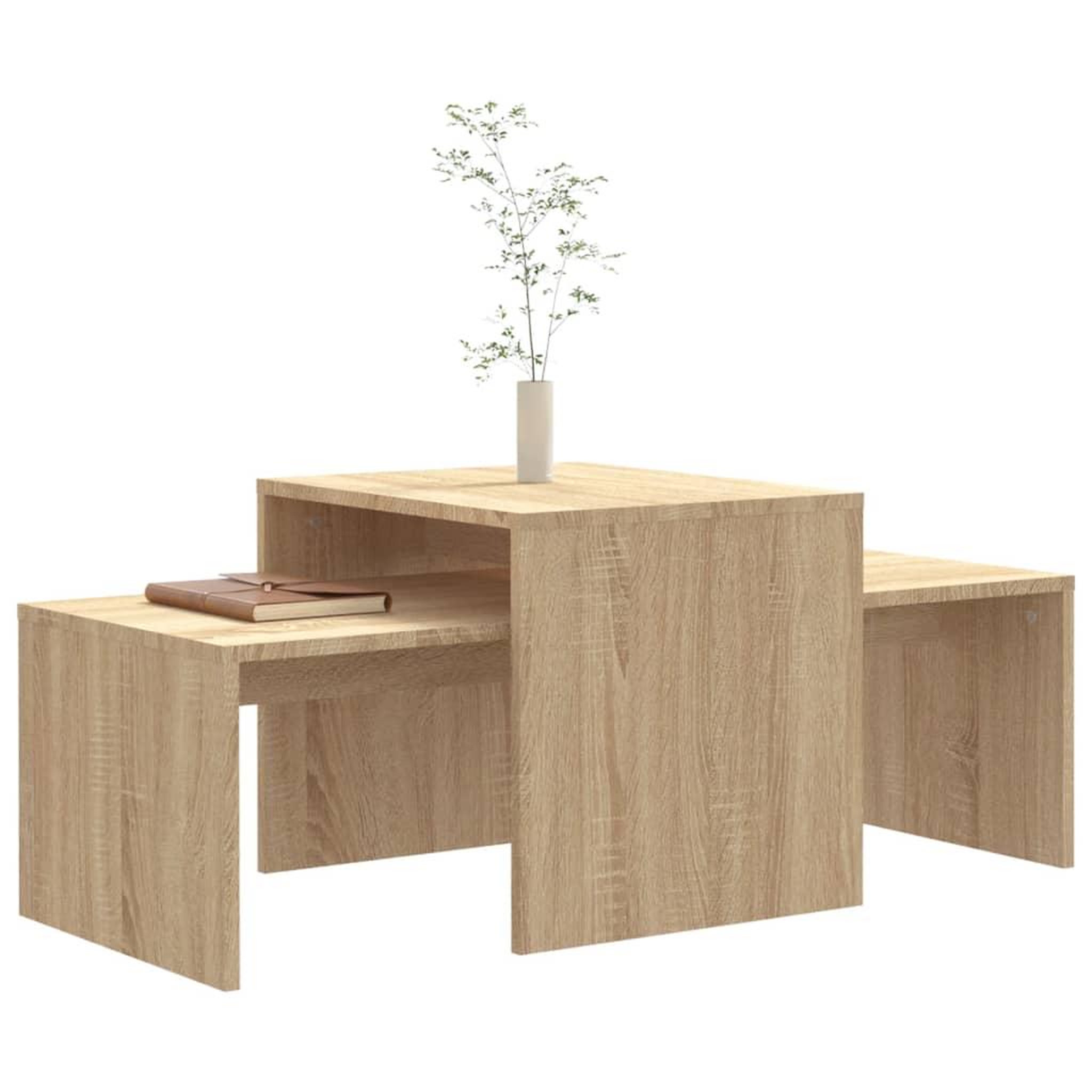 Voir la diapositive 3 : VIDAXL Ensemble de tables basses Chene sonoma bois d'ingenierie
