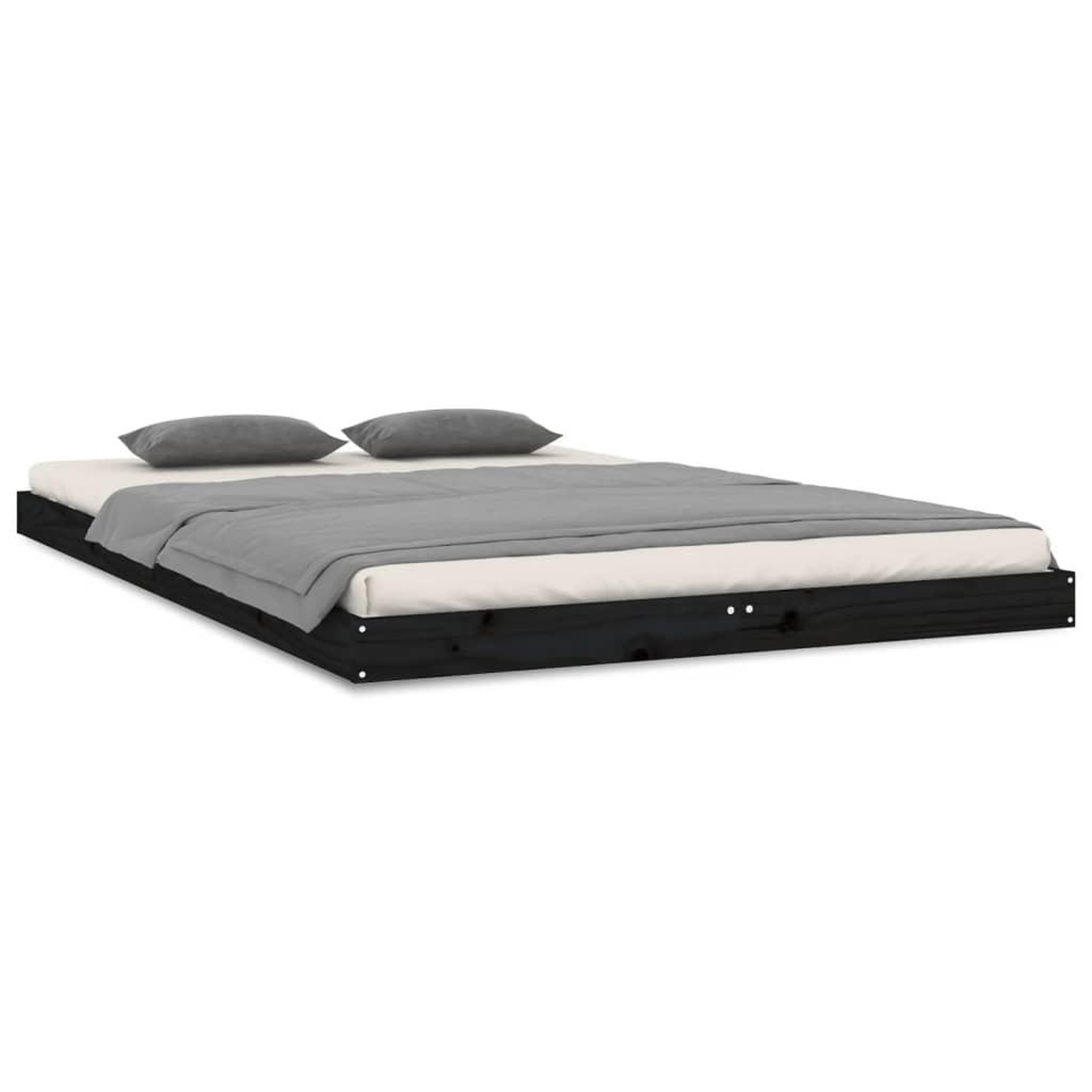 Voir la diapositive 2 : VIDAXL Cadre de lit sans matelas noir 120x200 cm bois de pin massif