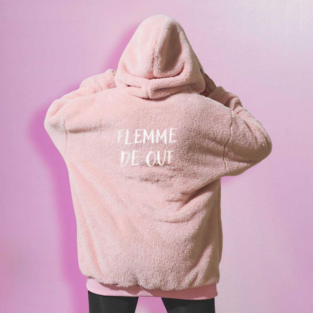 Paris Prix Sweat à Capuche Ultra Doux  Flemme de Ouf  Rose