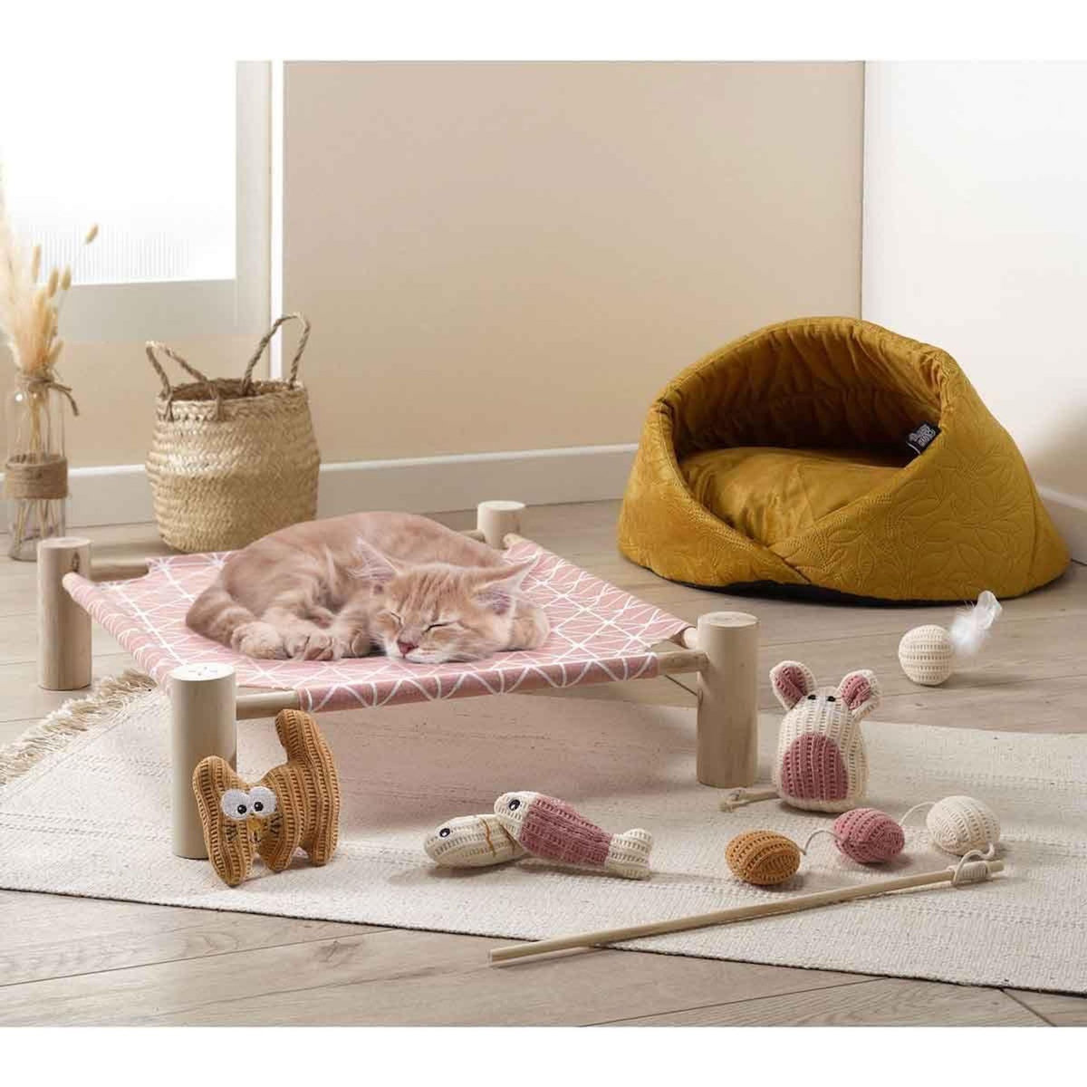 Paris Prix Lot de 2 Jouets Poisson pour Chat  Boho Cat  12cm Moutarde