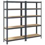 Voir la diapositive 2 : VIDAXL Etageres de rangement 5 niveaux 2 pcs Anthracite Acier et bois