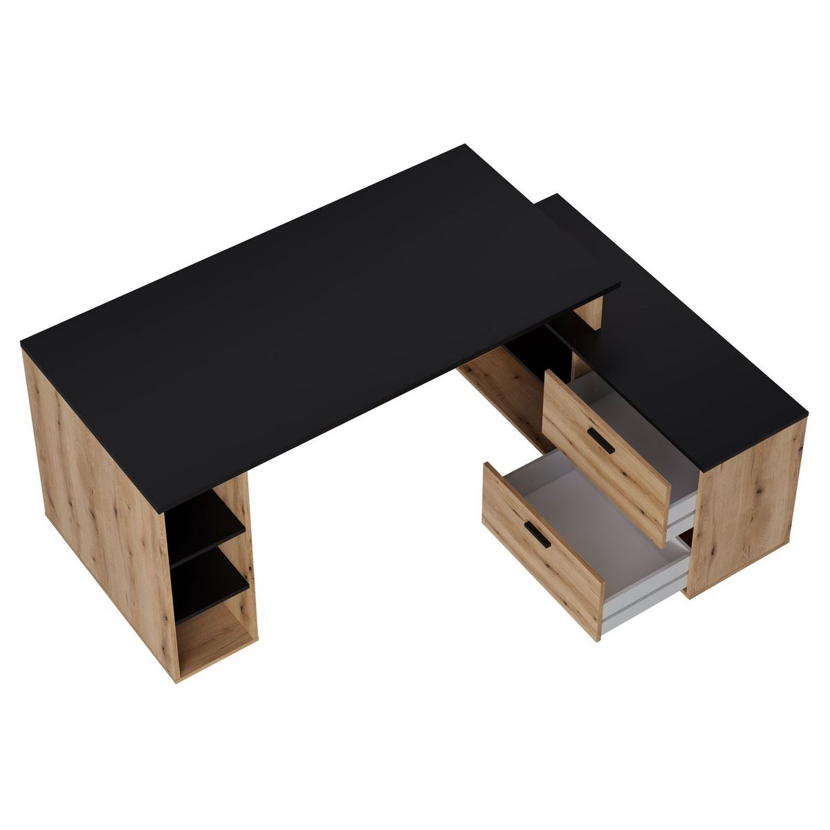 Bureau d'angle 3 tiroirs et rangements L183cm ESTEBAN