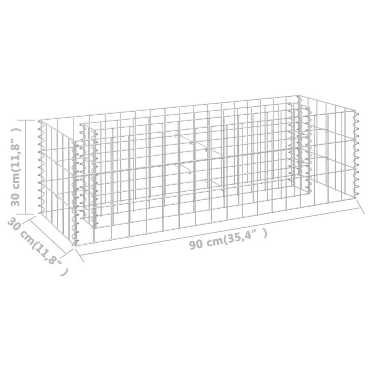 VIDAXL Lit sureleve a gabion Acier galvanise 90x30x30 cm