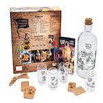 MES RHUMS ARRANGES MAISON. AVEC 1 BOUTEILLE DE 1 LITRE, 4 PETITS VERRES GRAVES, 1 LIVRE DE 30 RECETTES ET 1 SET DE 10 LIENS ET ETIQUETTES, I2C