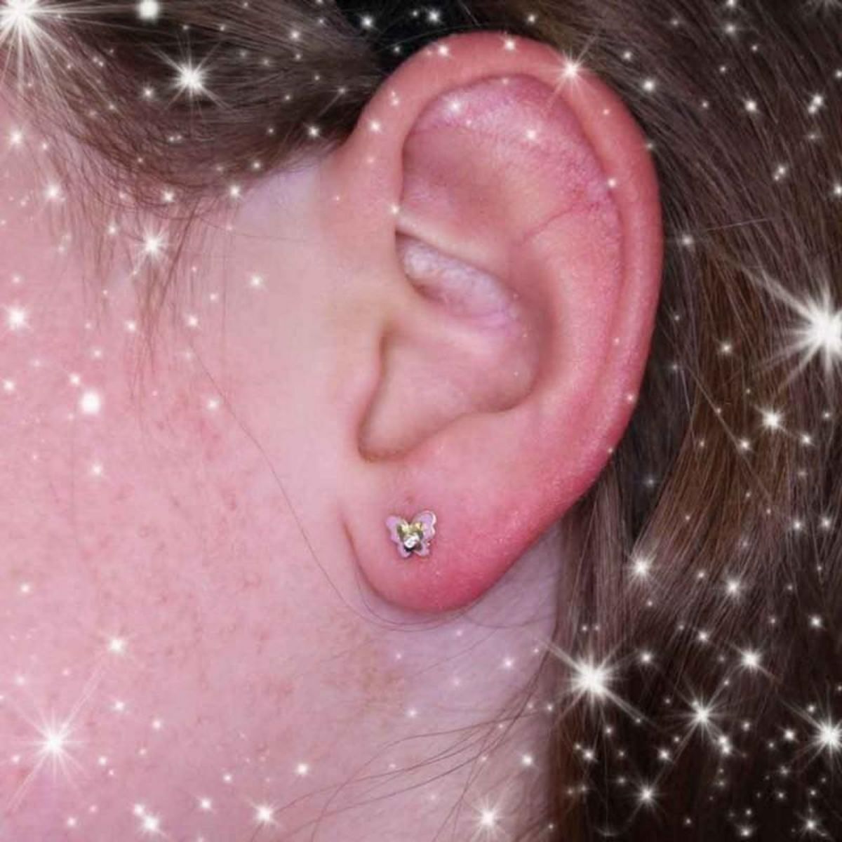 L'ATELIER D'AZUR Boucles d'Oreilles Papillons - Or Jaune - Enfant