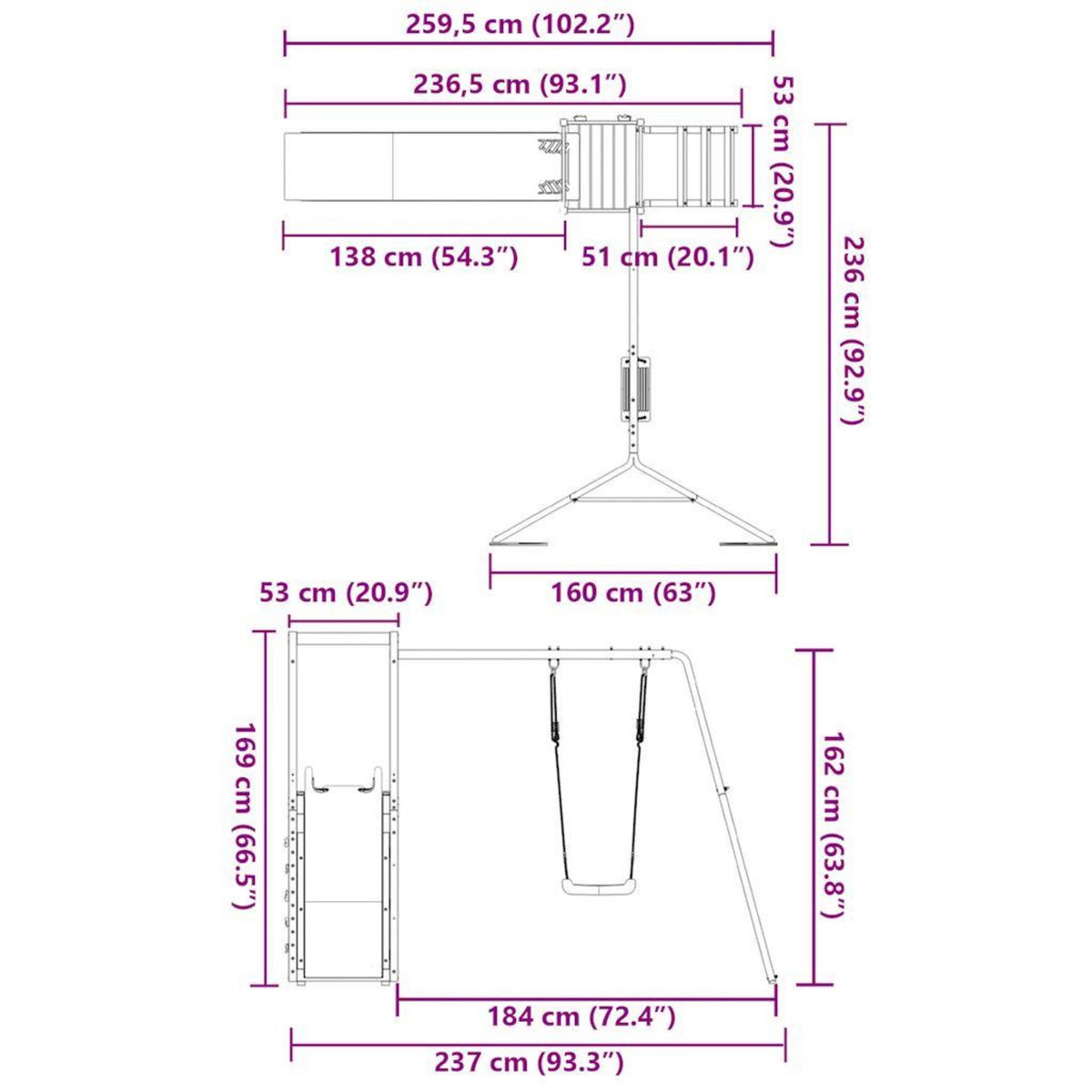 VIDAXL Aire de jeux d'exterieur bois de pin massif