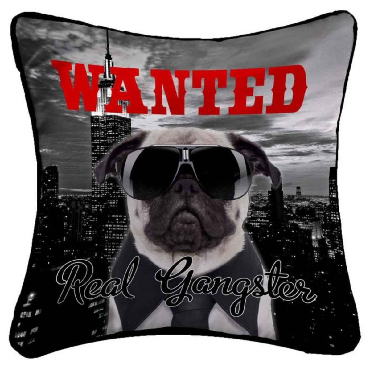 Paris Prix Housse de Coussin  Gangster  40x40cm Noir
