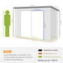 Voir la diapositive 3 : OUTSUNNY Abri de jardin 3 m² tôle d'acier 2 portes verrouillables 2 évents toit incliné
