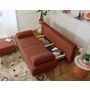 Voir la diapositive 3 : BEST MOBILIER Cristal - canapé 3 places - convertible avec coffre et pouf - en velours texturé