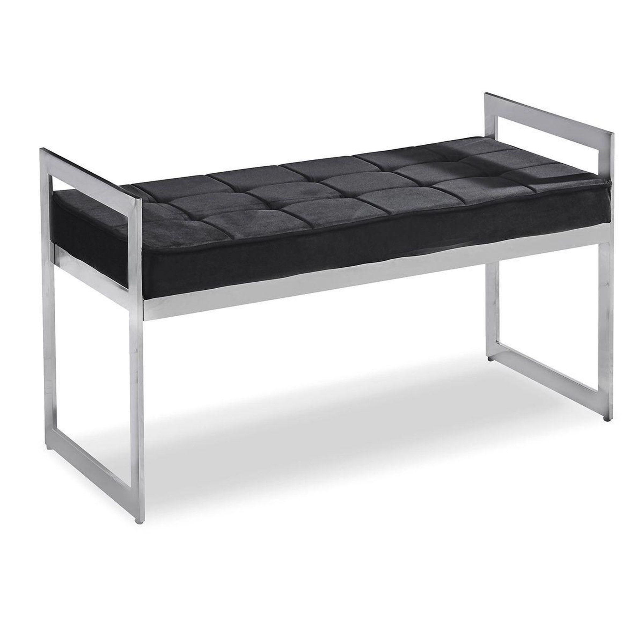 Paris Prix Banquette en velours  topez  94cm noir & argent
