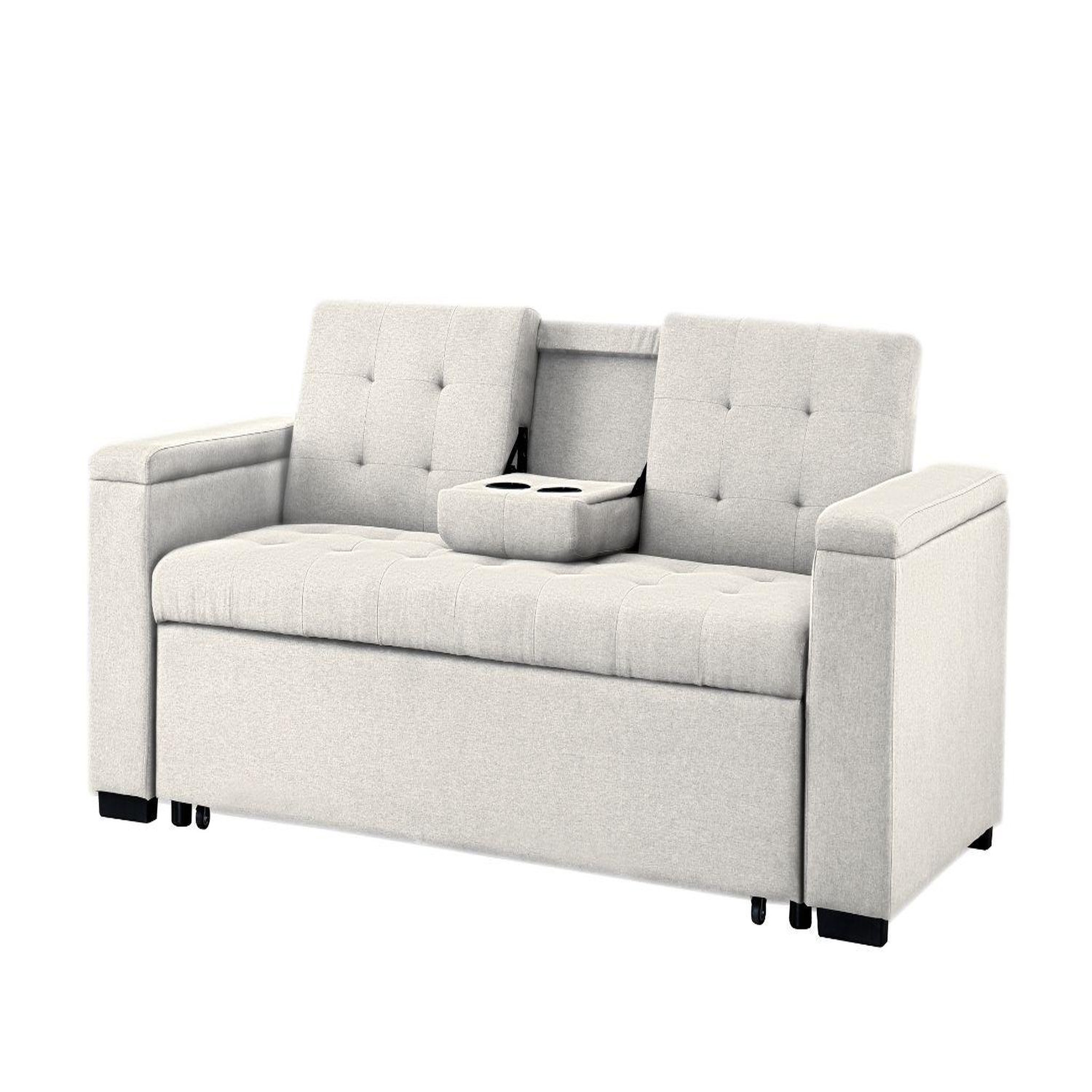 Voir la diapositive 2 : CONCEPT USINE Canapé convertible 3 places en tissu beige noho