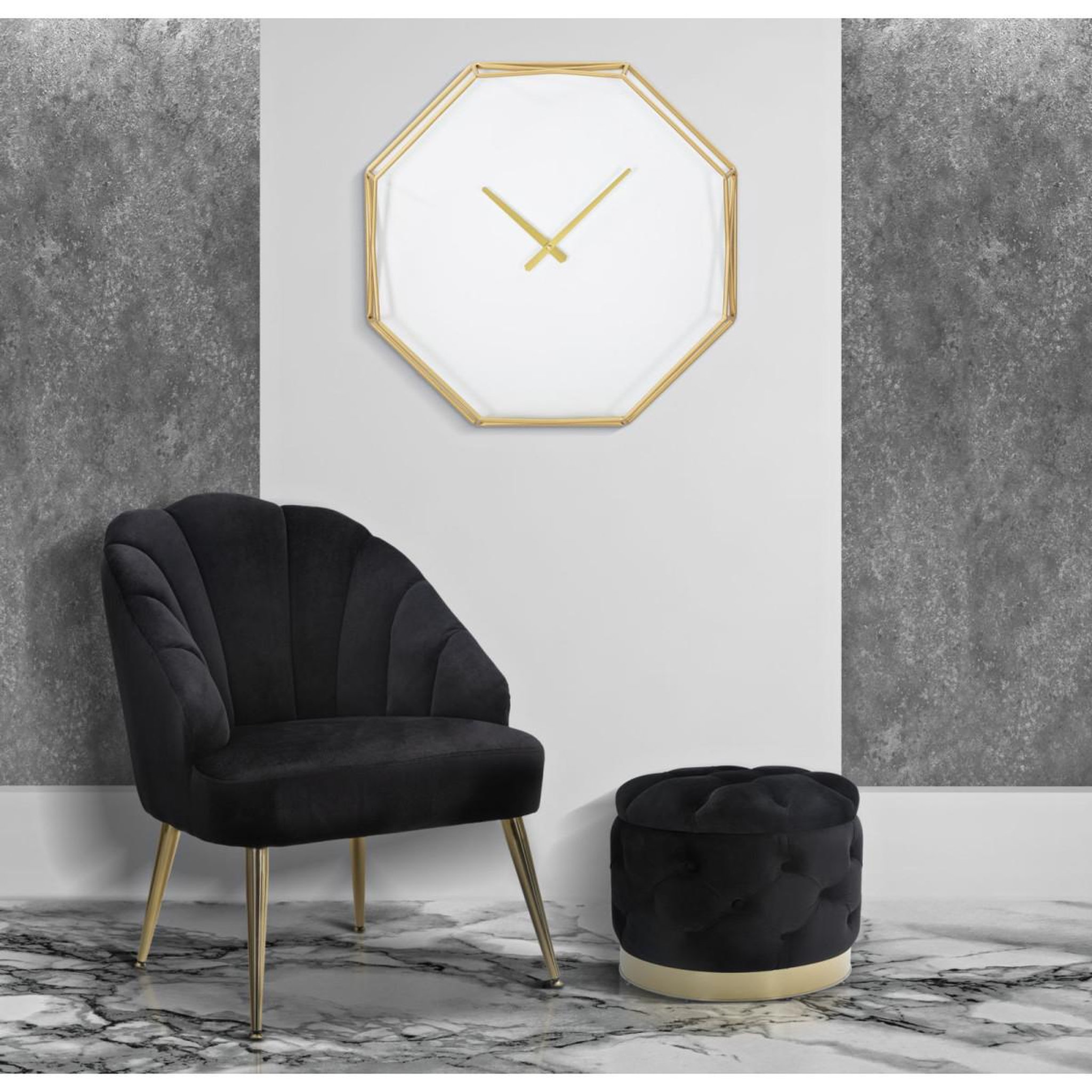 Voir la diapositive 5 : Paris Prix Horloge murale en métal  goldy octogonal  56cm or