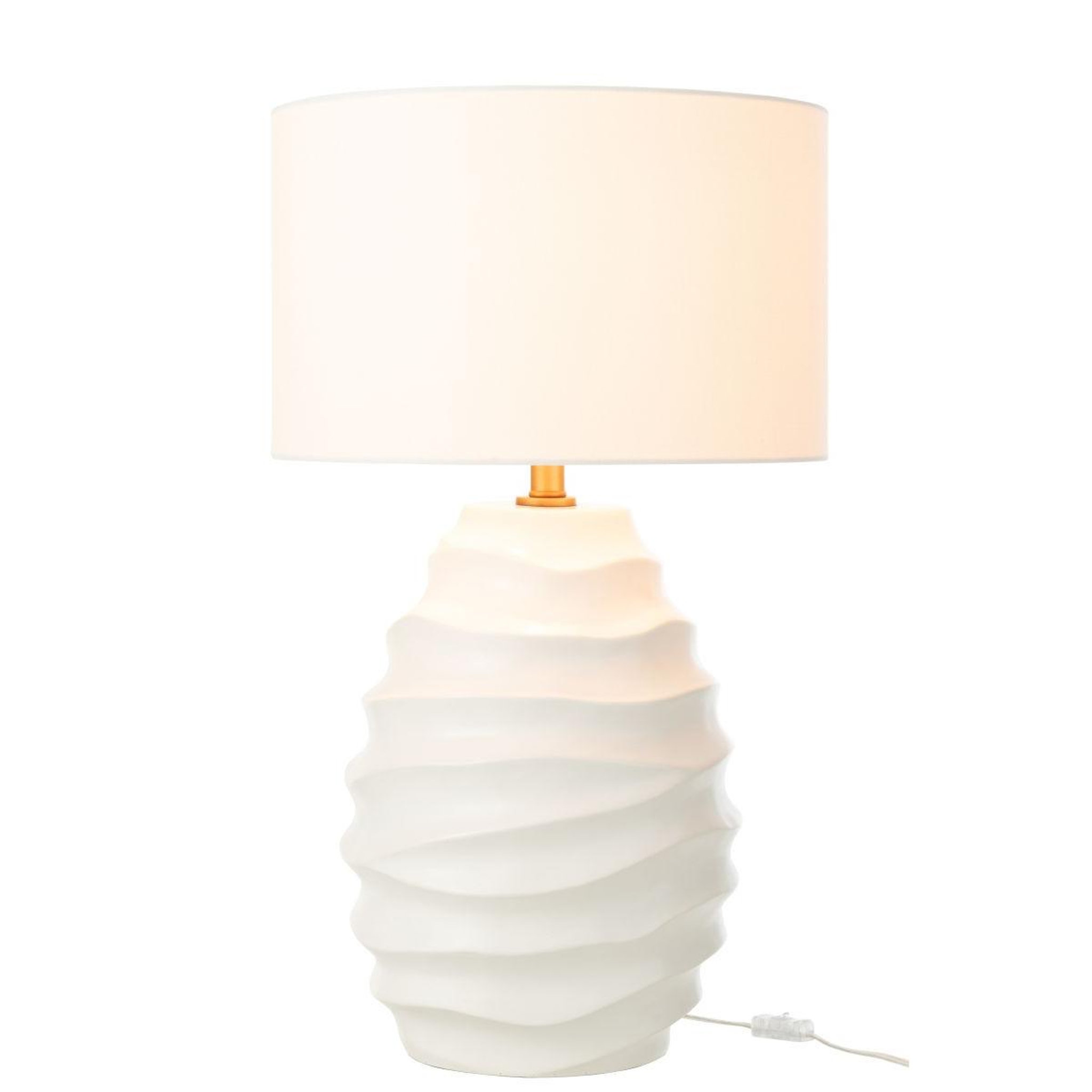 Voir la diapositive 2 : J-LINE Lampe à poser en céramique  vague  68cm blanc