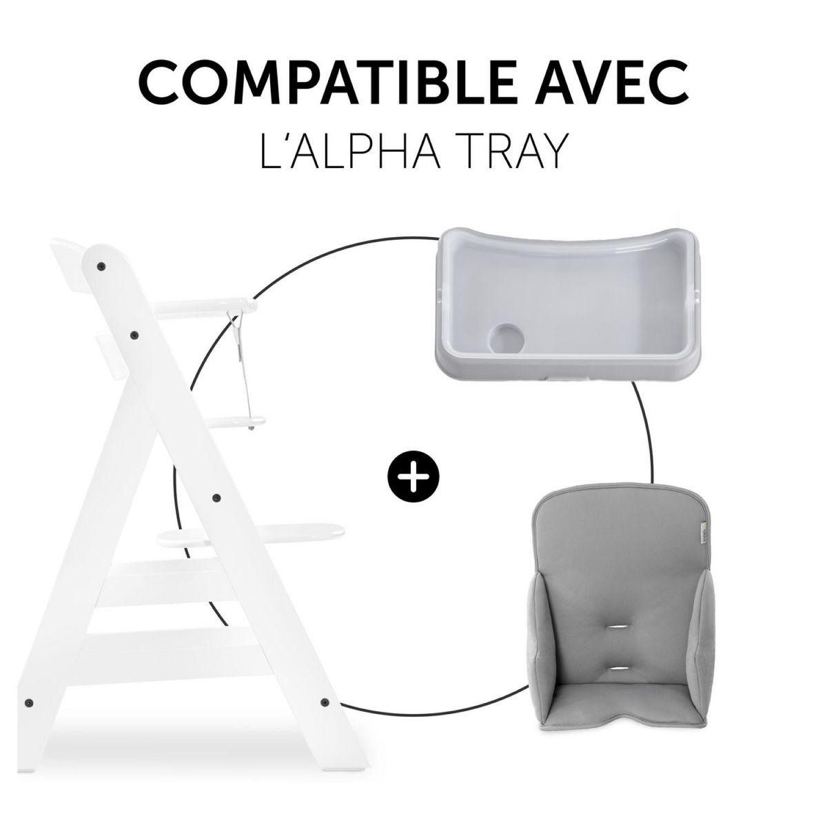 HAUCK Accessoires de chaise haute en bois Alpha Cosy Comfort Stretch Gris