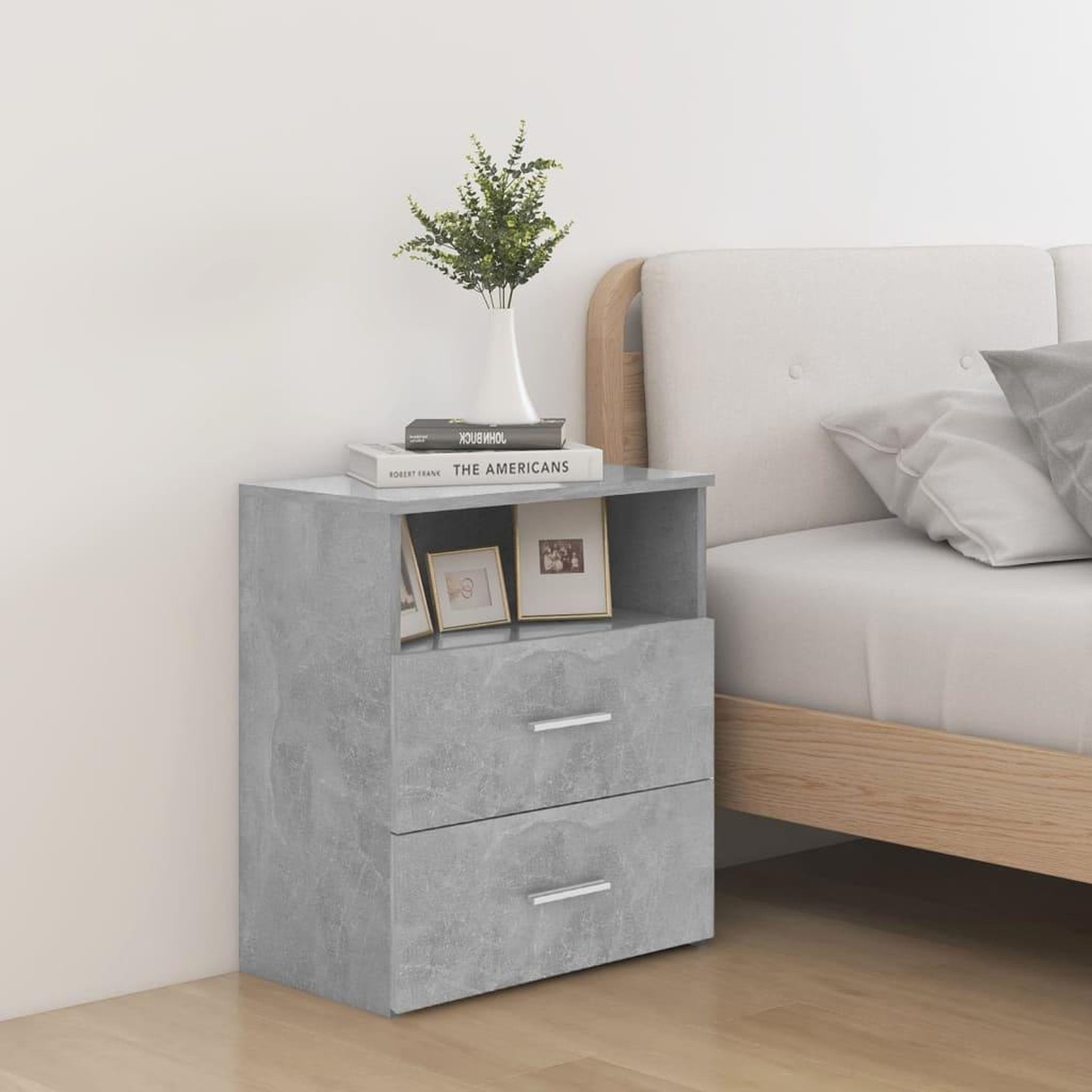 VIDAXL Tables de chevet 2 pcs Gris beton 50x32x60 cm