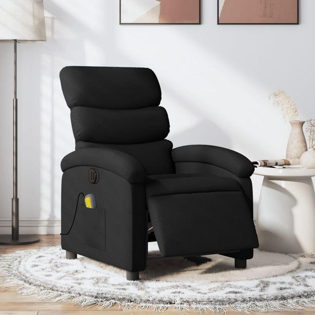 VIDAXL Fauteuil de massage inclinable electrique Noir Tissu